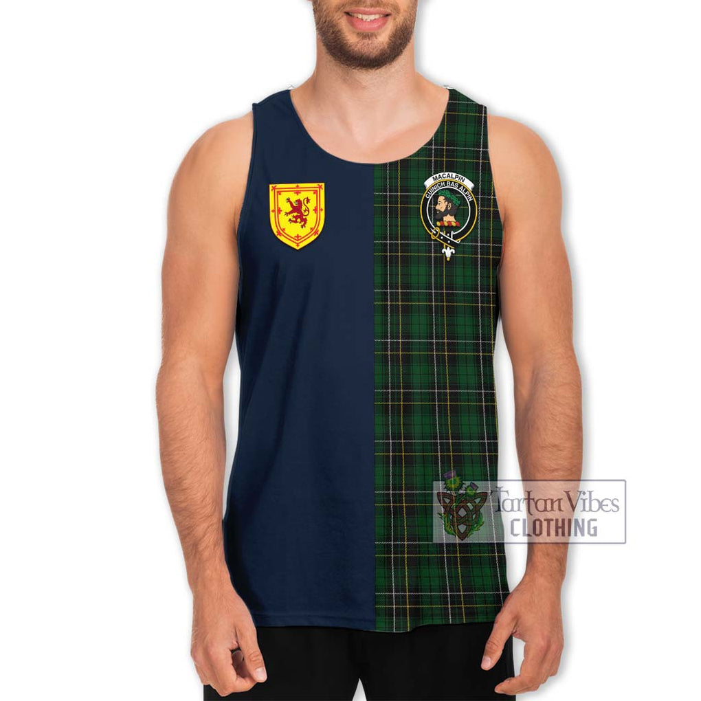 Tartan Vibes Clothing MacAlpin Tartan Men's Tank Top with Scottish Lion Royal Arm Half Style
