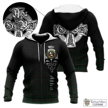 MacAlpin Tartan Knitted Hoodie Featuring Alba Gu Brath Family Crest Celtic Inspired
