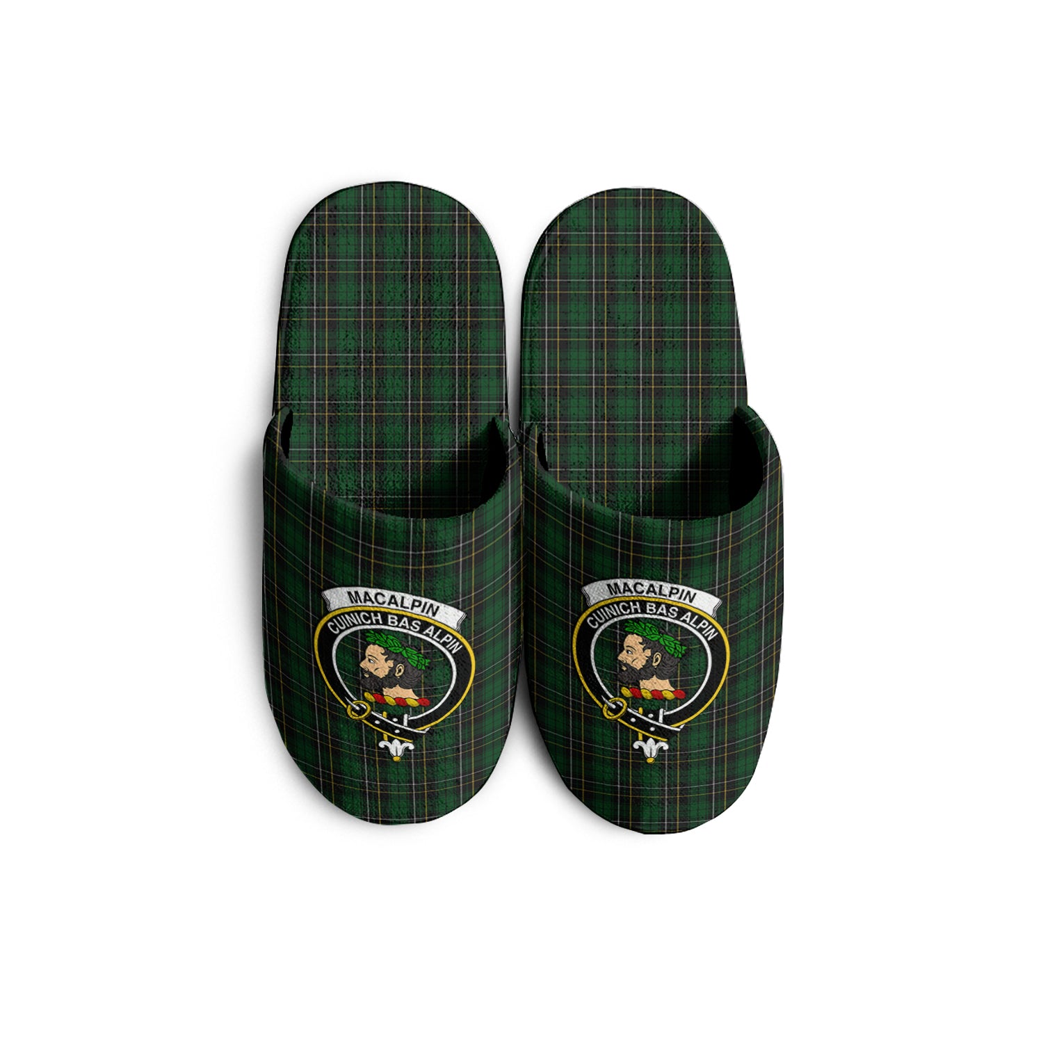 MacAlpin Tartan Home Slippers with Family Crest - Tartanvibesclothing