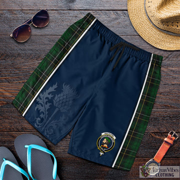 MacAlpin Tartan Men's Shorts with Family Crest and Scottish Thistle Vibes Sport Style