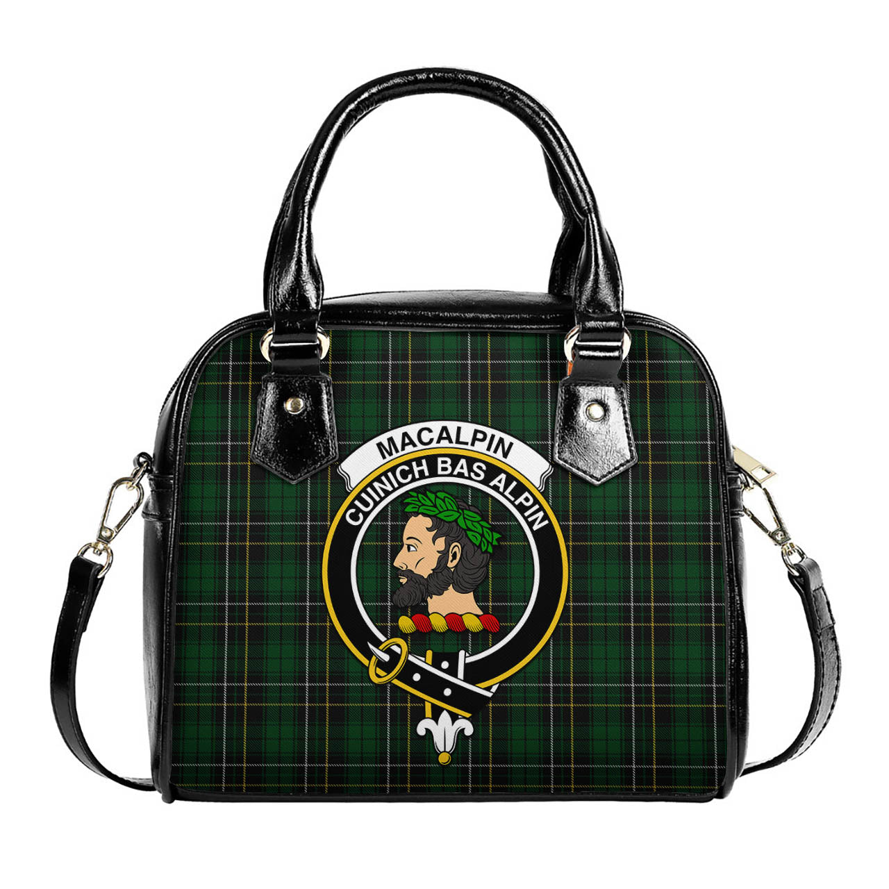 MacAlpin Tartan Shoulder Handbags with Family Crest One Size 6*25*22 cm - Tartanvibesclothing