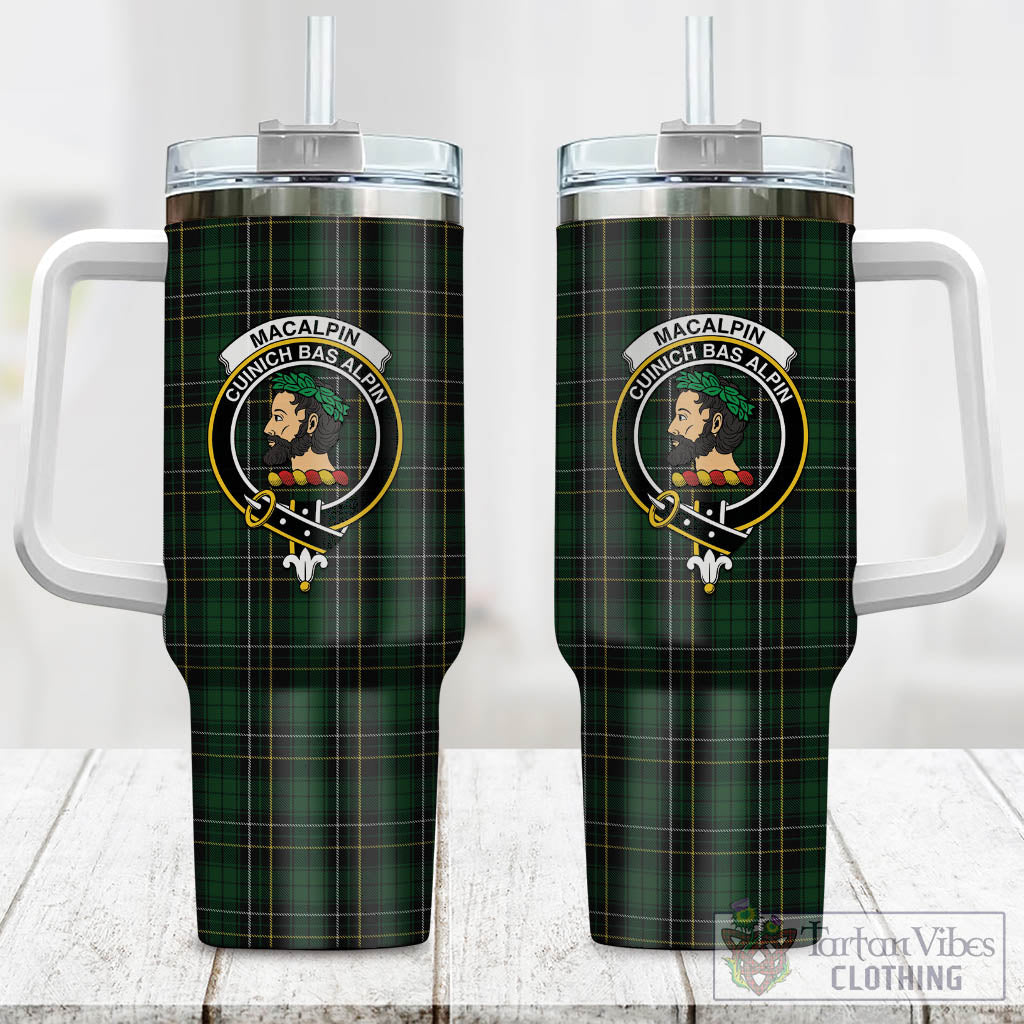 Tartan Vibes Clothing MacAlpin Tartan and Family Crest Tumbler with Handle