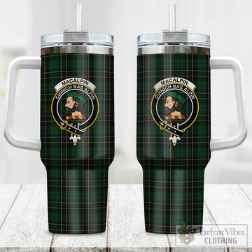 MacAlpin Tartan and Family Crest Tumbler with Handle