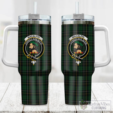 Tartan Vibes Clothing MacAlpin Tartan and Family Crest Tumbler with Handle