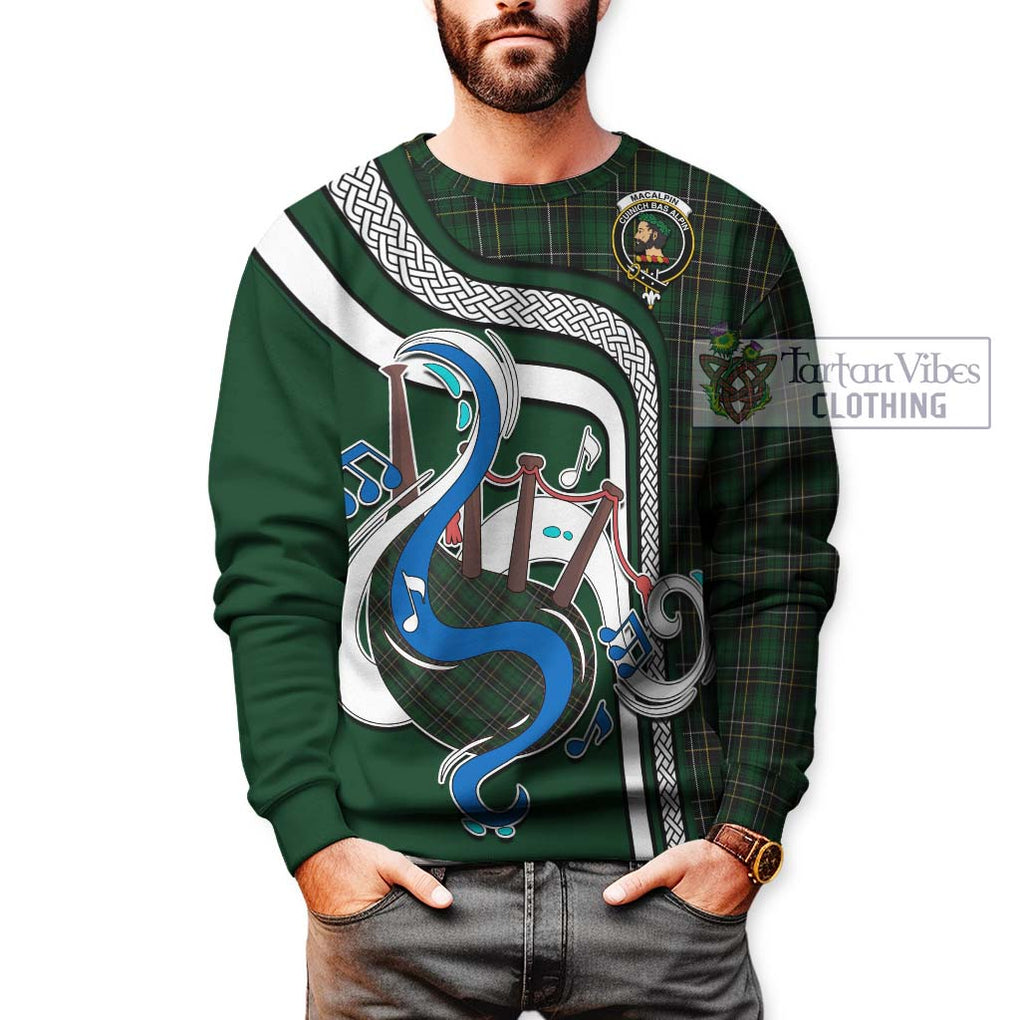 Tartan Vibes Clothing MacAlpin Tartan Sweatshirt with Epic Bagpipe Style