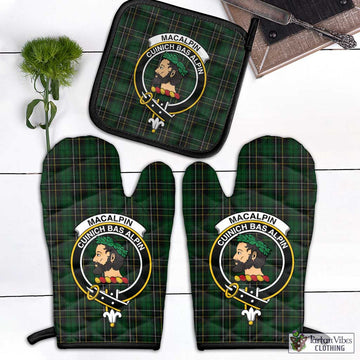 MacAlpine (MacAlpin) Tartan Combo Oven Mitt & Pot-Holder with Family Crest Combo 1 Oven Mitt & 1 Pot-Holder Black - Tartan Vibes Clothing