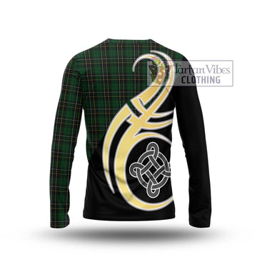MacAlpine (MacAlpin) Tartan Long Sleeve T-Shirt with Family Crest and Celtic Symbol Style