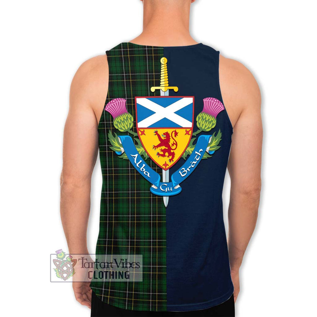 Tartan Vibes Clothing MacAlpin Tartan Men's Tank Top with Scottish Lion Royal Arm Half Style