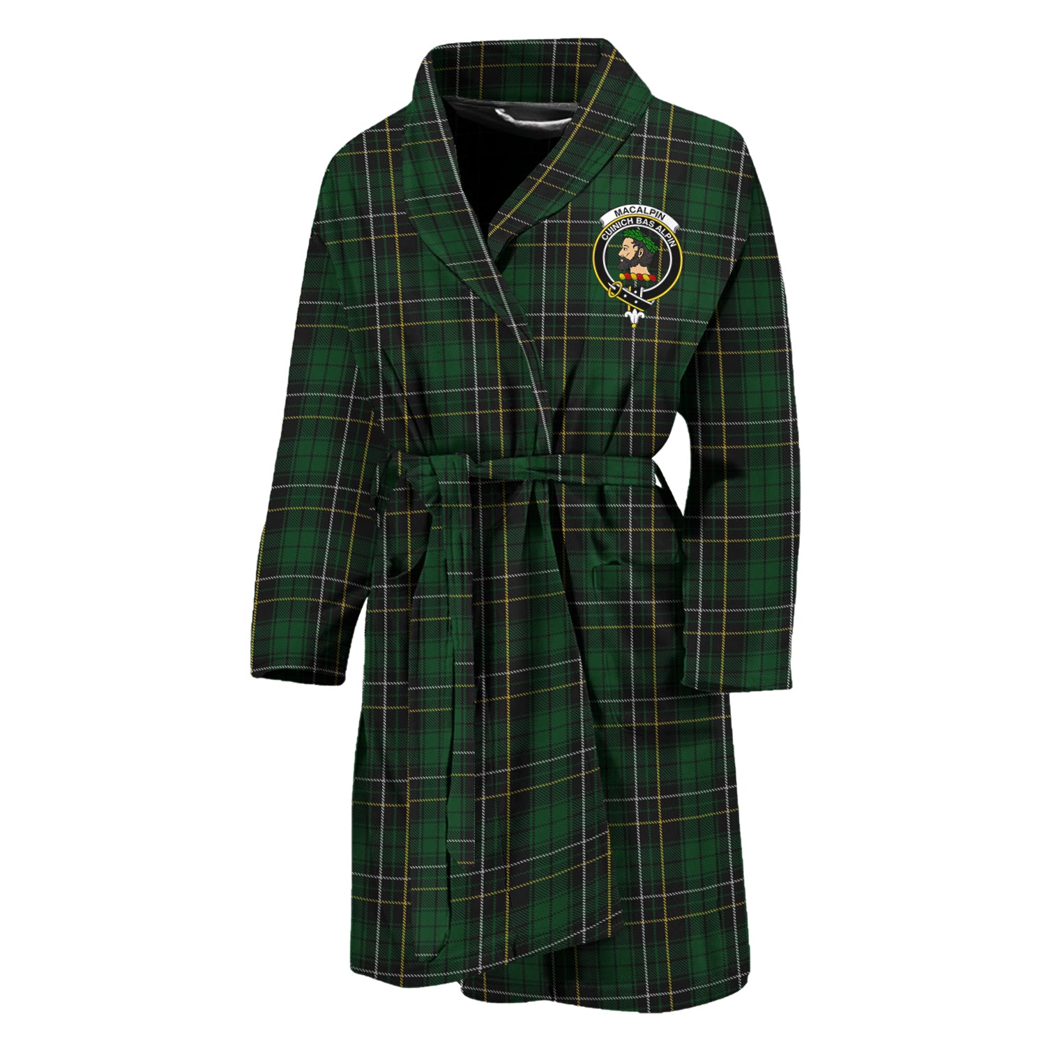 MacAlpine (MacAlpin) Tartan Bathrobe with Family Crest Unisex M - Tartan Vibes Clothing