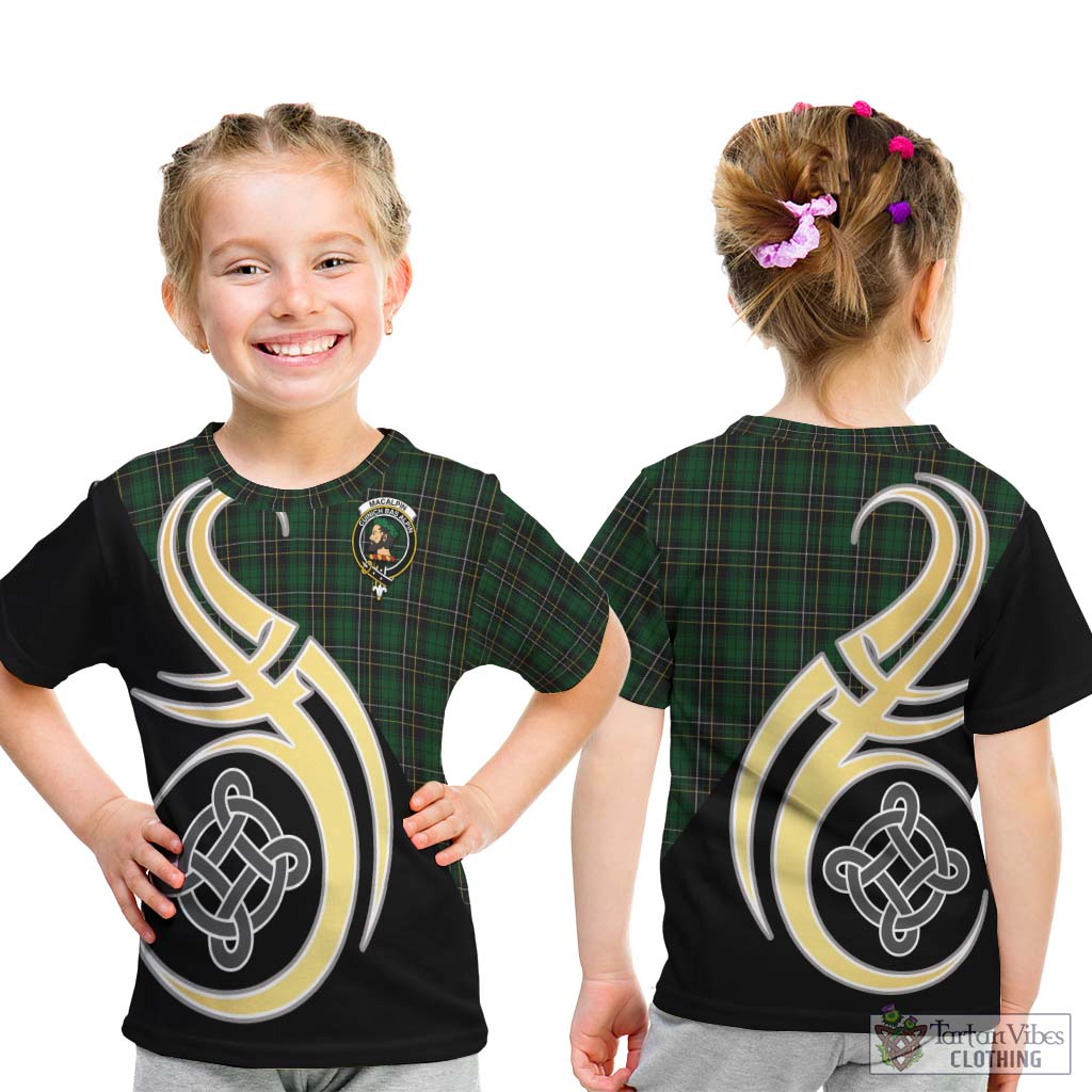 MacAlpine (MacAlpin) Tartan Kid T-Shirt with Family Crest and Celtic Symbol Style - Tartan Vibes Clothing