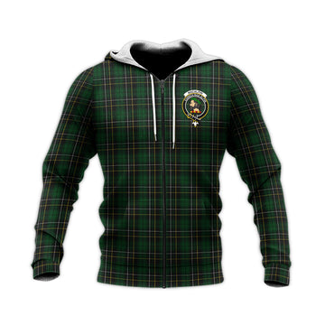MacAlpin Tartan Knitted Hoodie with Family Crest