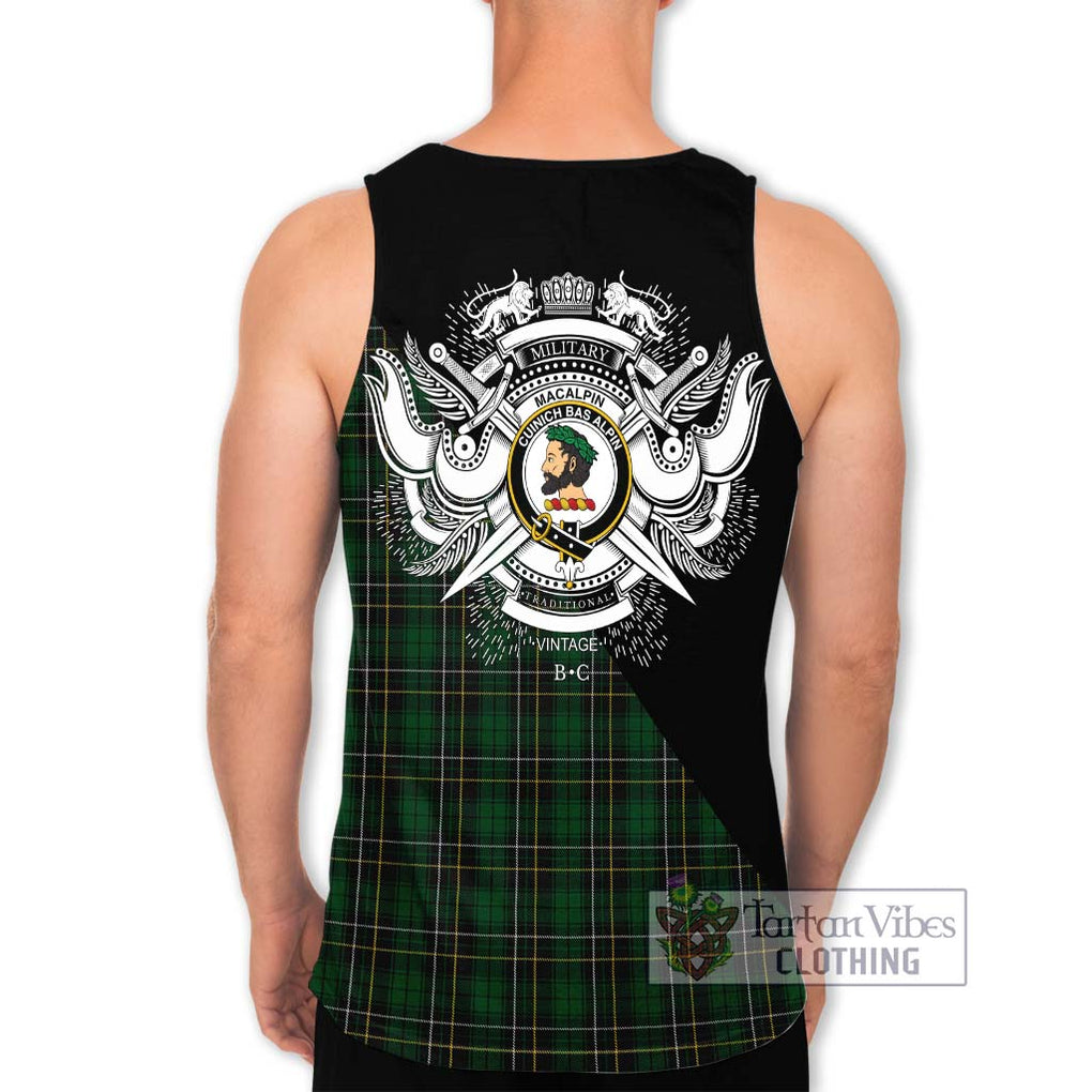 MacAlpine (MacAlpin) Tartan Men's Tank Top with Family Crest and Military Logo Style - Tartanvibesclothing Shop