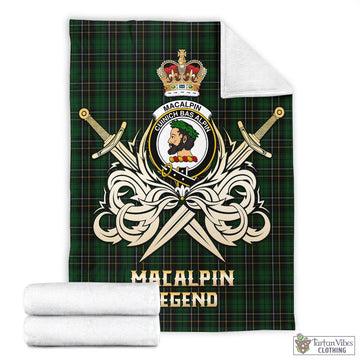 MacAlpin Tartan Blanket with Clan Crest and the Golden Sword of Courageous Legacy
