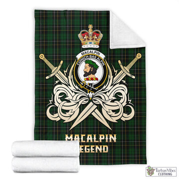 MacAlpine (MacAlpin) Tartan Blanket with Clan Crest and the Golden Sword of Courageous Legacy
