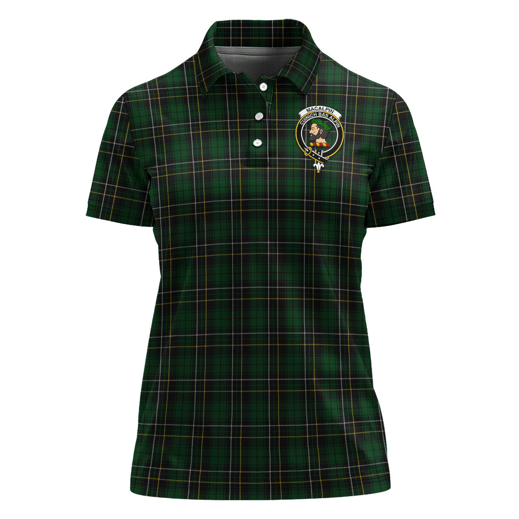 MacAlpine (MacAlpin) Tartan Polo Shirt with Family Crest For Women - Tartan Vibes Clothing