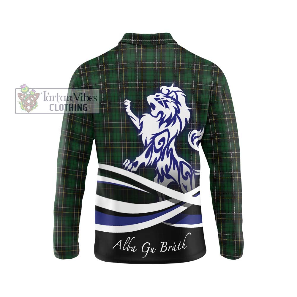MacAlpine (MacAlpin) Tartan Long Sleeve Polo Shirt with Alba Gu Brath Regal Lion Emblem - Tartanvibesclothing Shop