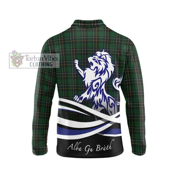MacAlpine (MacAlpin) Tartan Long Sleeve Polo Shirt with Alba Gu Brath Regal Lion Emblem