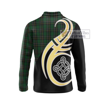MacAlpine (MacAlpin) Tartan Long Sleeve Polo Shirt with Family Crest and Celtic Symbol Style