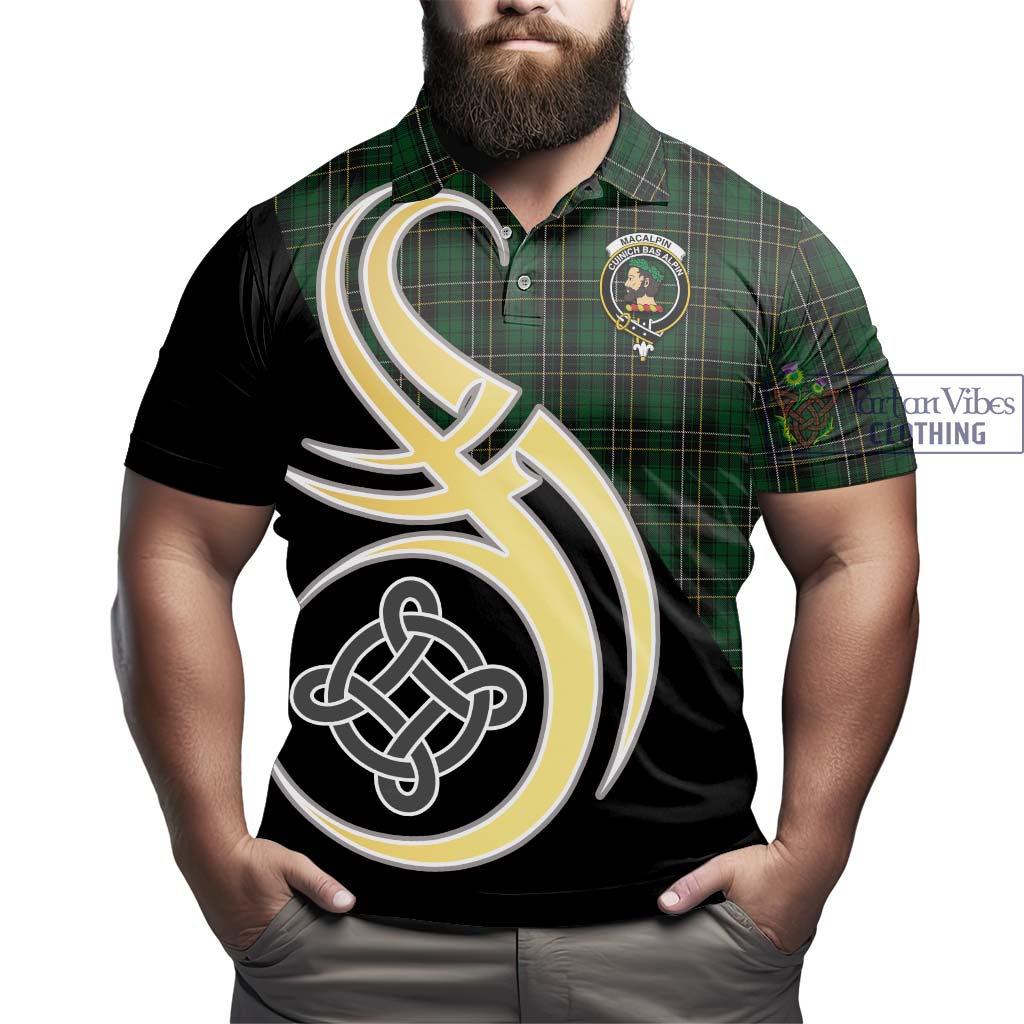 MacAlpine (MacAlpin) Tartan Polo Shirt with Family Crest and Celtic Symbol Style - Tartan Vibes Clothing