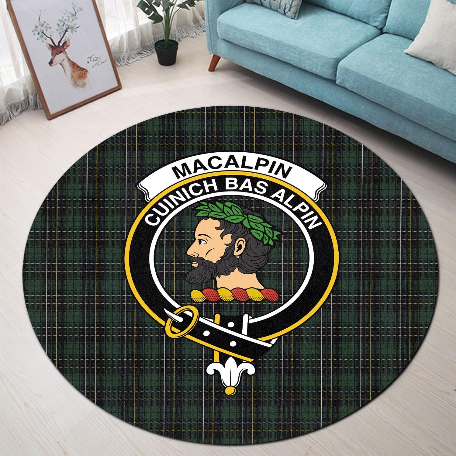macalpin-tartan-round-rug-with-family-crest