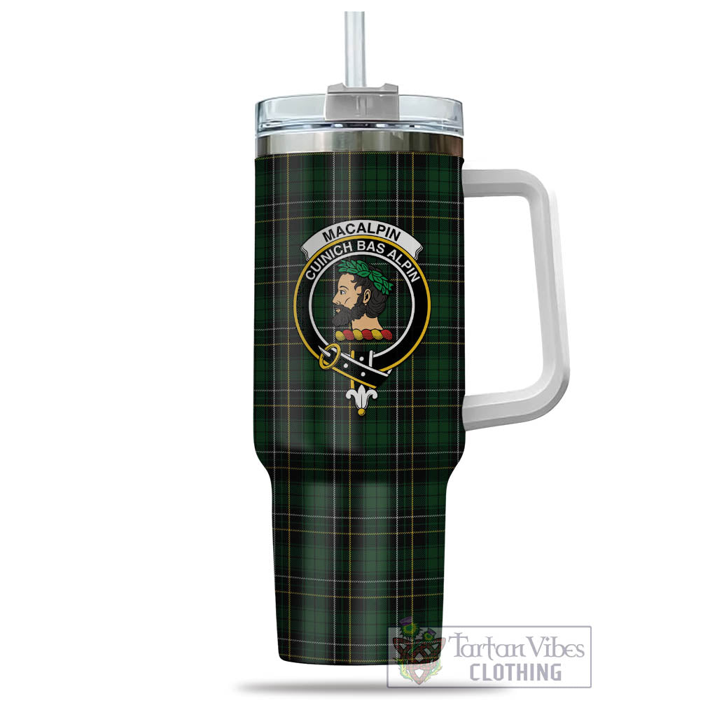Tartan Vibes Clothing MacAlpin Tartan and Family Crest Tumbler with Handle