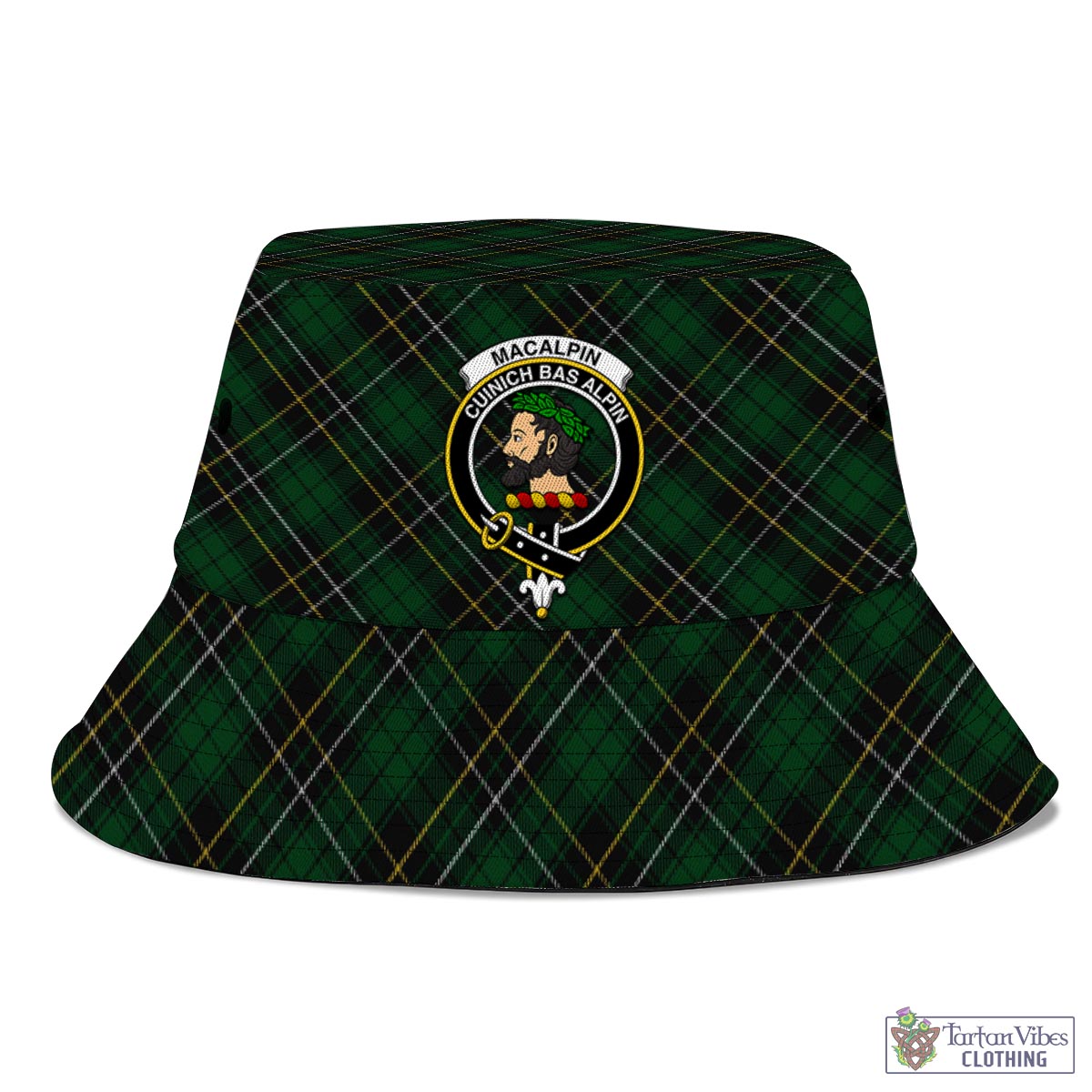 Tartan Vibes Clothing MacAlpin Tartan Bucket Hat with Family Crest