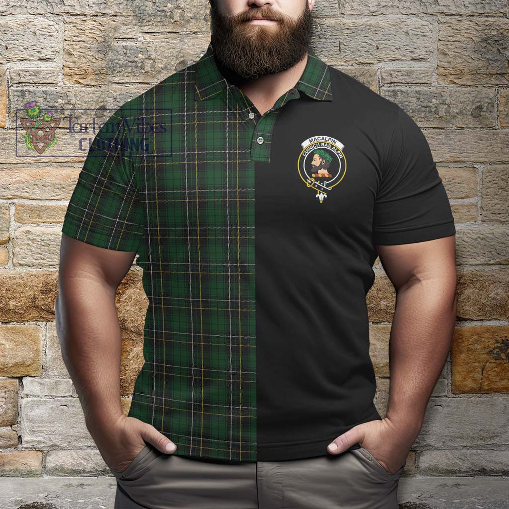 MacAlpine (MacAlpin) Tartan Polo Shirt with Family Crest and Half Of Me Style - Tartanvibesclothing Shop