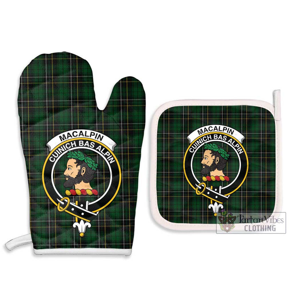 MacAlpine (MacAlpin) Tartan Combo Oven Mitt & Pot-Holder with Family Crest Combo 1 Oven Mitt & 2 Pot-Holder White - Tartan Vibes Clothing
