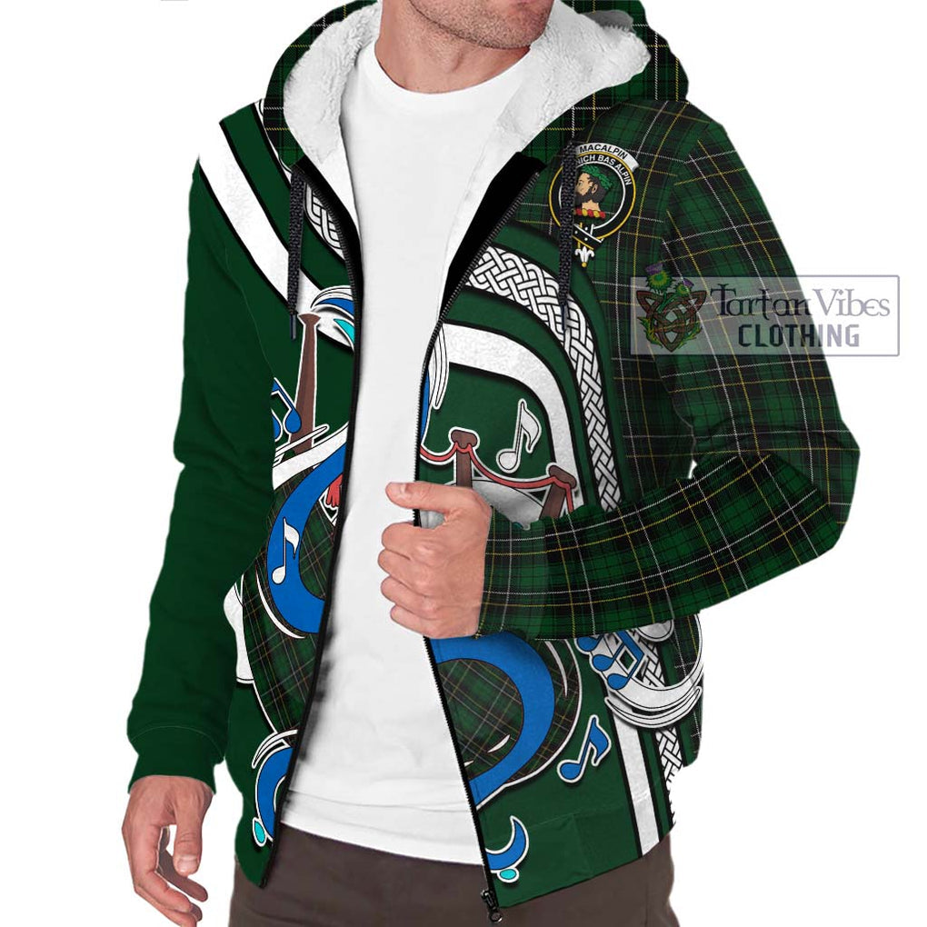 MacAlpine (MacAlpin) Tartan Sherpa Hoodie with Epic Bagpipe Style Unisex - Tartanvibesclothing Shop