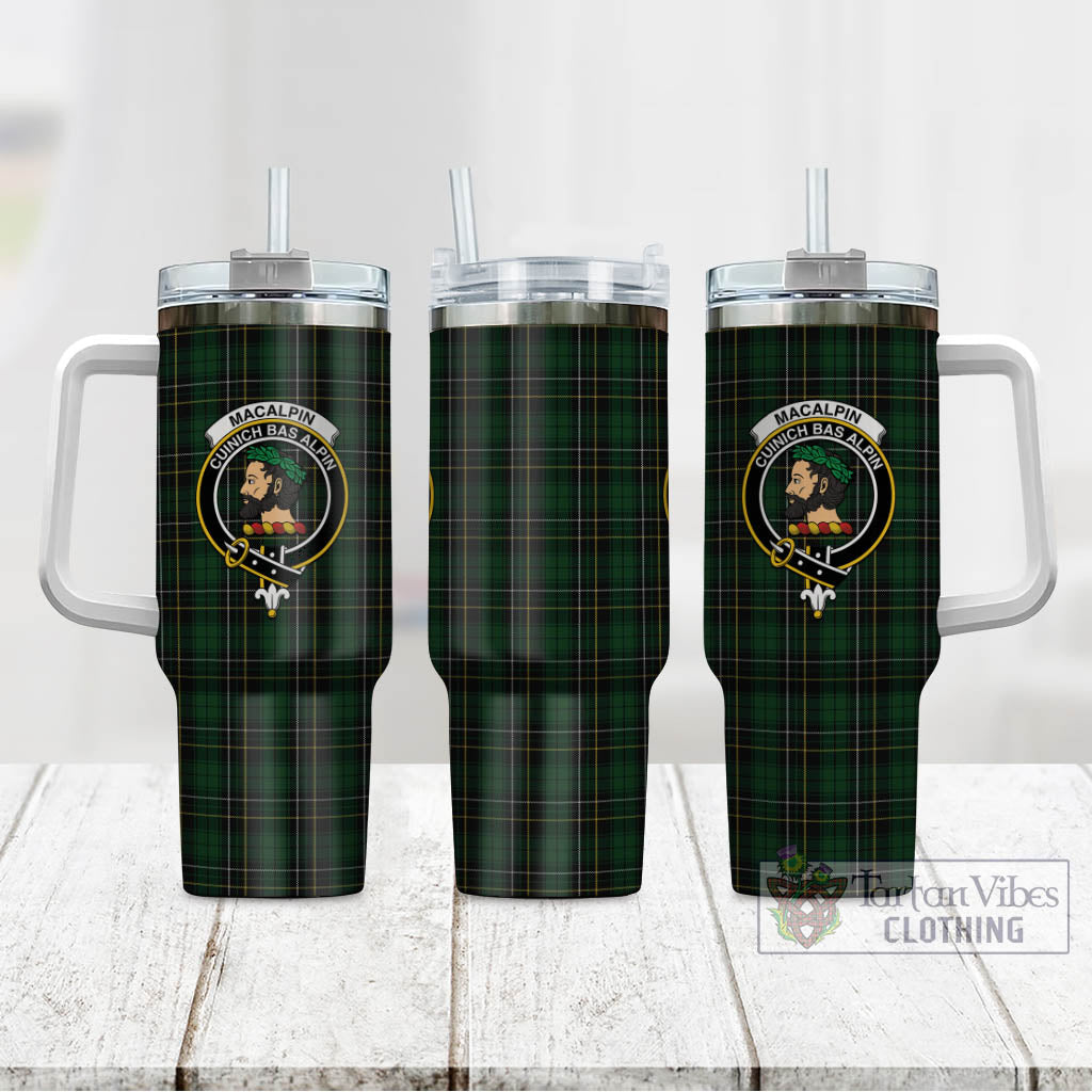Tartan Vibes Clothing MacAlpin Tartan and Family Crest Tumbler with Handle