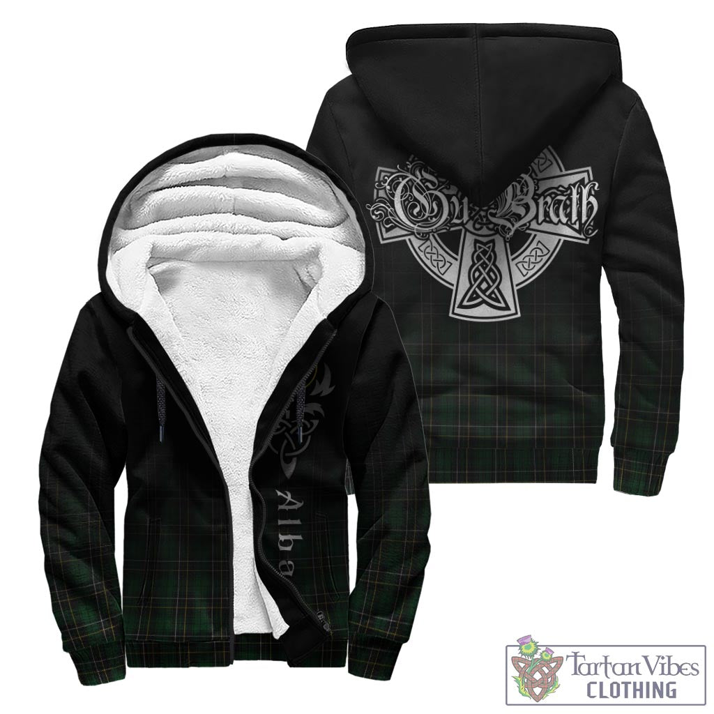 Tartan Vibes Clothing MacAlpin Tartan Sherpa Hoodie Featuring Alba Gu Brath Family Crest Celtic Inspired
