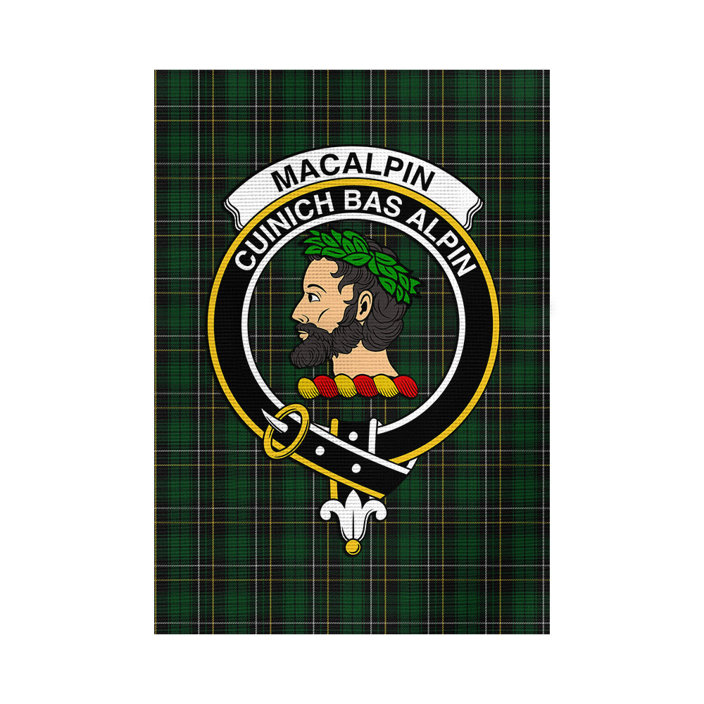 MacAlpine MacAlpin Tartan Garden Flag With Family Crest macalpine-macalpin-tartan-garden-flag-with-family-crest
