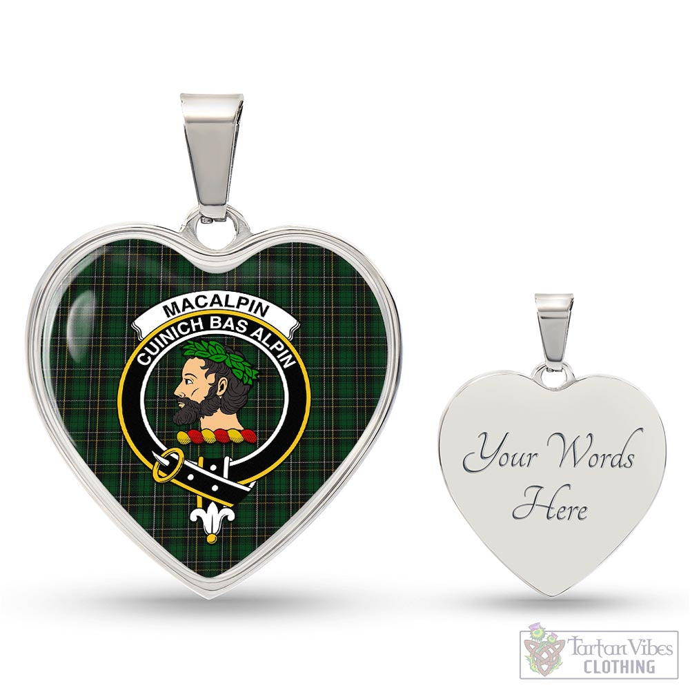 Tartan Vibes Clothing MacAlpin Tartan Heart Necklace with Family Crest