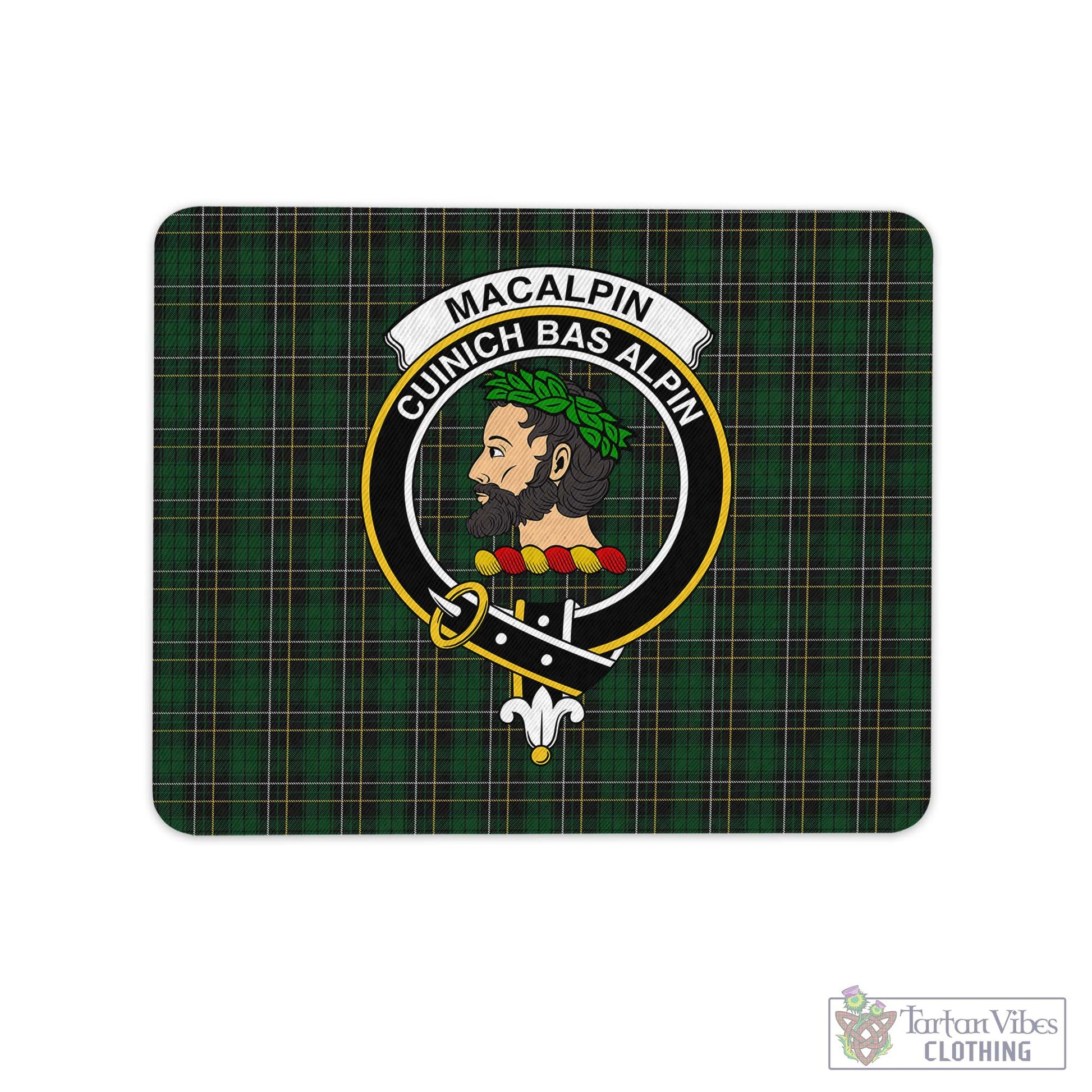 Tartan Vibes Clothing MacAlpin Tartan Mouse Pad with Family Crest