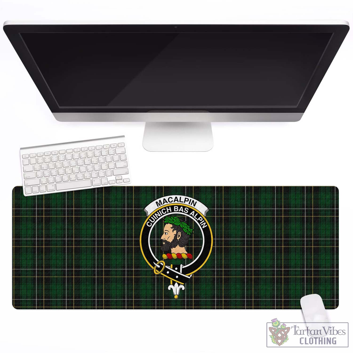 Tartan Vibes Clothing MacAlpin Tartan Mouse Pad with Family Crest