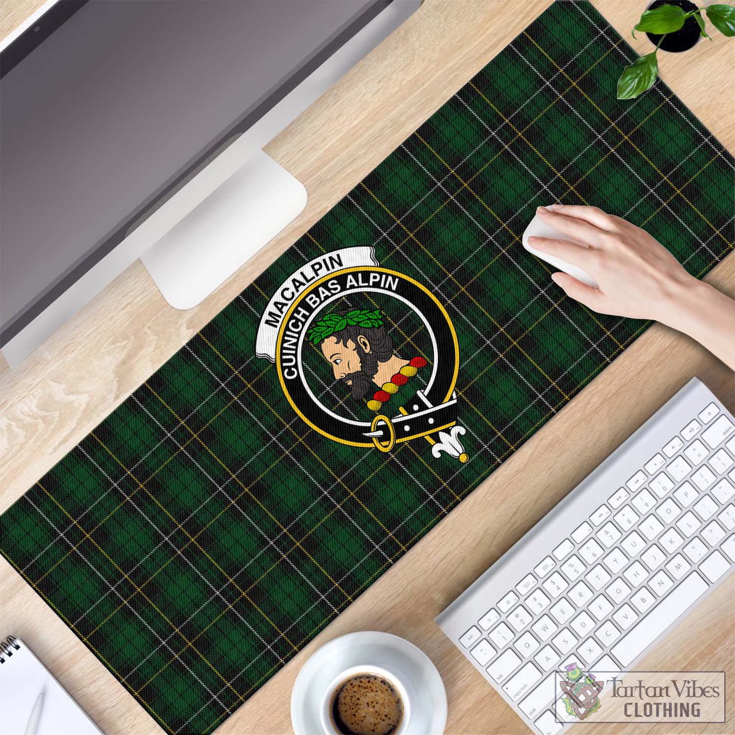 Tartan Vibes Clothing MacAlpin Tartan Mouse Pad with Family Crest