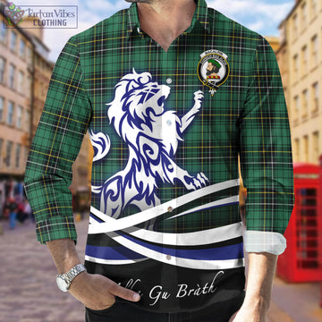 MacAlpin Ancient Tartan Long Sleeve Button Up Shirt with Alba Gu Brath Regal Lion Emblem
