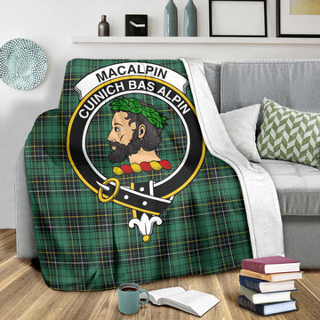 MacAlpin Ancient Tartan Blanket with Family Crest