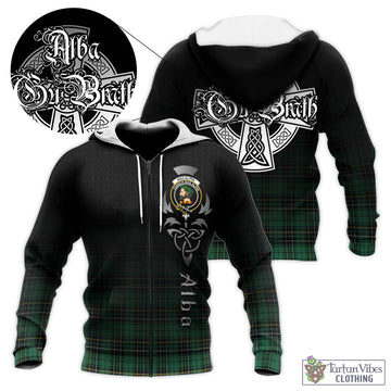 MacAlpin Ancient Tartan Knitted Hoodie Featuring Alba Gu Brath Family Crest Celtic Inspired