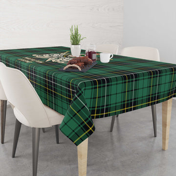 MacAlpin Ancient Tartan Tablecloth with Clan Crest and the Golden Sword of Courageous Legacy