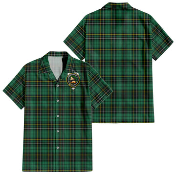 MacAlpin Ancient Tartan Short Sleeve Button Down Shirt with Family Crest