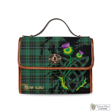MacAlpin Ancient Tartan Waterproof Canvas Bag with Scotland Map and Thistle Celtic Accents