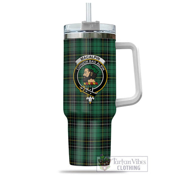 MacAlpin Ancient Tartan and Family Crest Tumbler with Handle