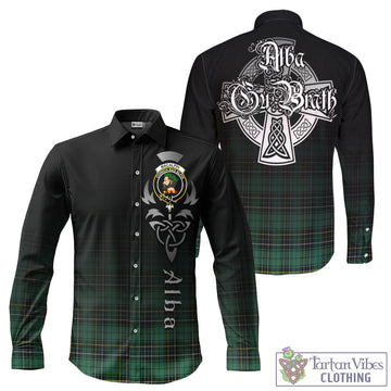 MacAlpin Ancient Tartan Long Sleeve Button Up Featuring Alba Gu Brath Family Crest Celtic Inspired