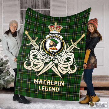 MacAlpin Modern Tartan Blanket with Clan Crest and the Golden Sword of Courageous Legacy