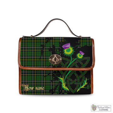 MacAlpin Modern Tartan Waterproof Canvas Bag with Scotland Map and Thistle Celtic Accents