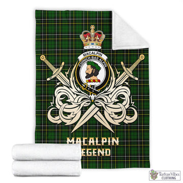 MacAlpin Modern Tartan Blanket with Clan Crest and the Golden Sword of Courageous Legacy