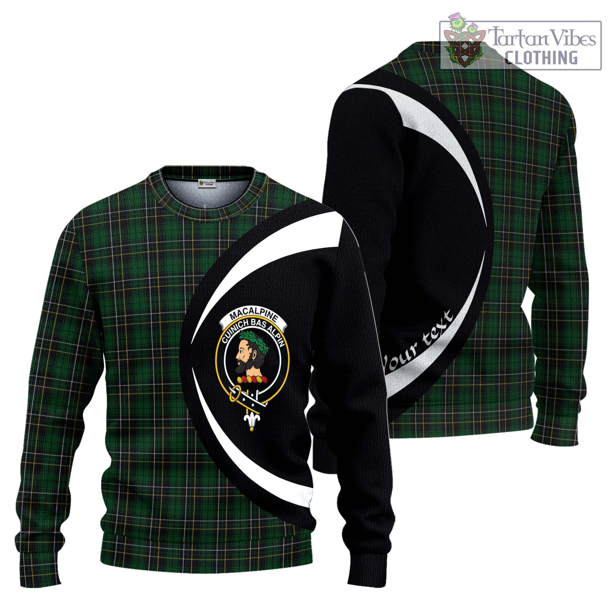 MacAlpine Tartan Knitted Sweater with Family Crest Circle Style Unisex - Tartan Vibes Clothing