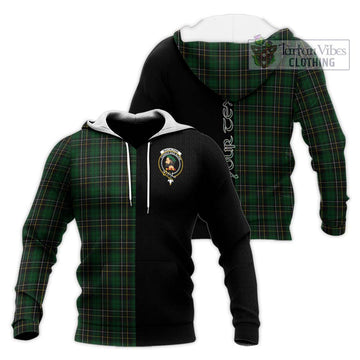 MacAlpine Tartan Knitted Hoodie with Family Crest and Half Of Me Style Unisex Knitted Pullover Hoodie - Tartanvibesclothing Shop