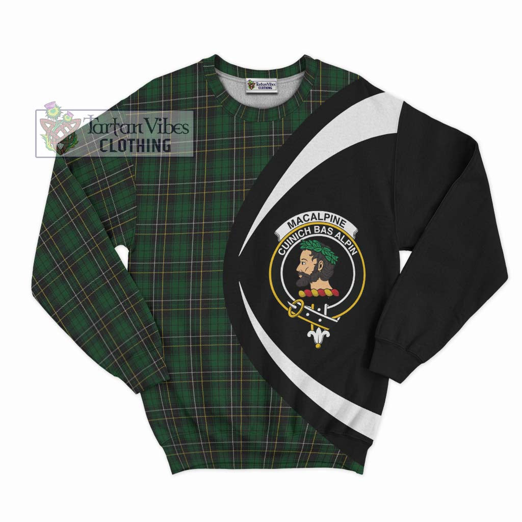 MacAlpine Tartan Sweatshirt with Family Crest Circle Style Unisex - Tartan Vibes Clothing